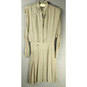 Francesca of Damon for Starington Silk Long Sleeve Drop Waist Pleat Dress SZ 12